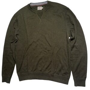Faherty Brand Mens Cotton Cashmere Crewneck Sweater Olive Green Size M
